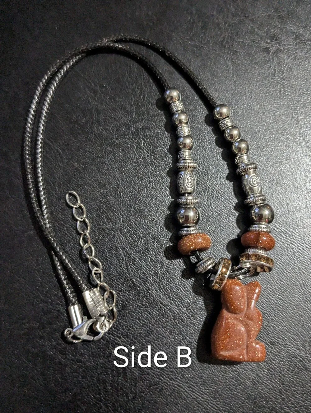 Hand Carved Sandstone 'Man's Best Friend's Dog Pendant Beaded Necklace